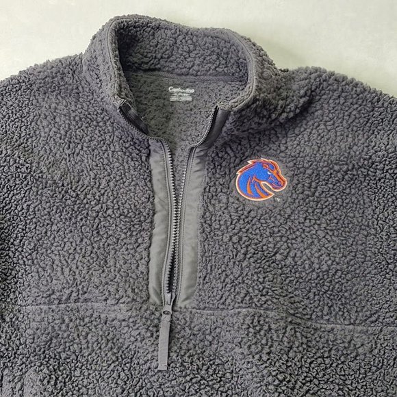 Boise State Broncos Gray Sherpa Half-Zip Pullover Jacket XL Captivating BSU - Picture 6 of 10